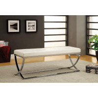 Coaster Furniture 501157 Bench with Metal Base White and Chrome